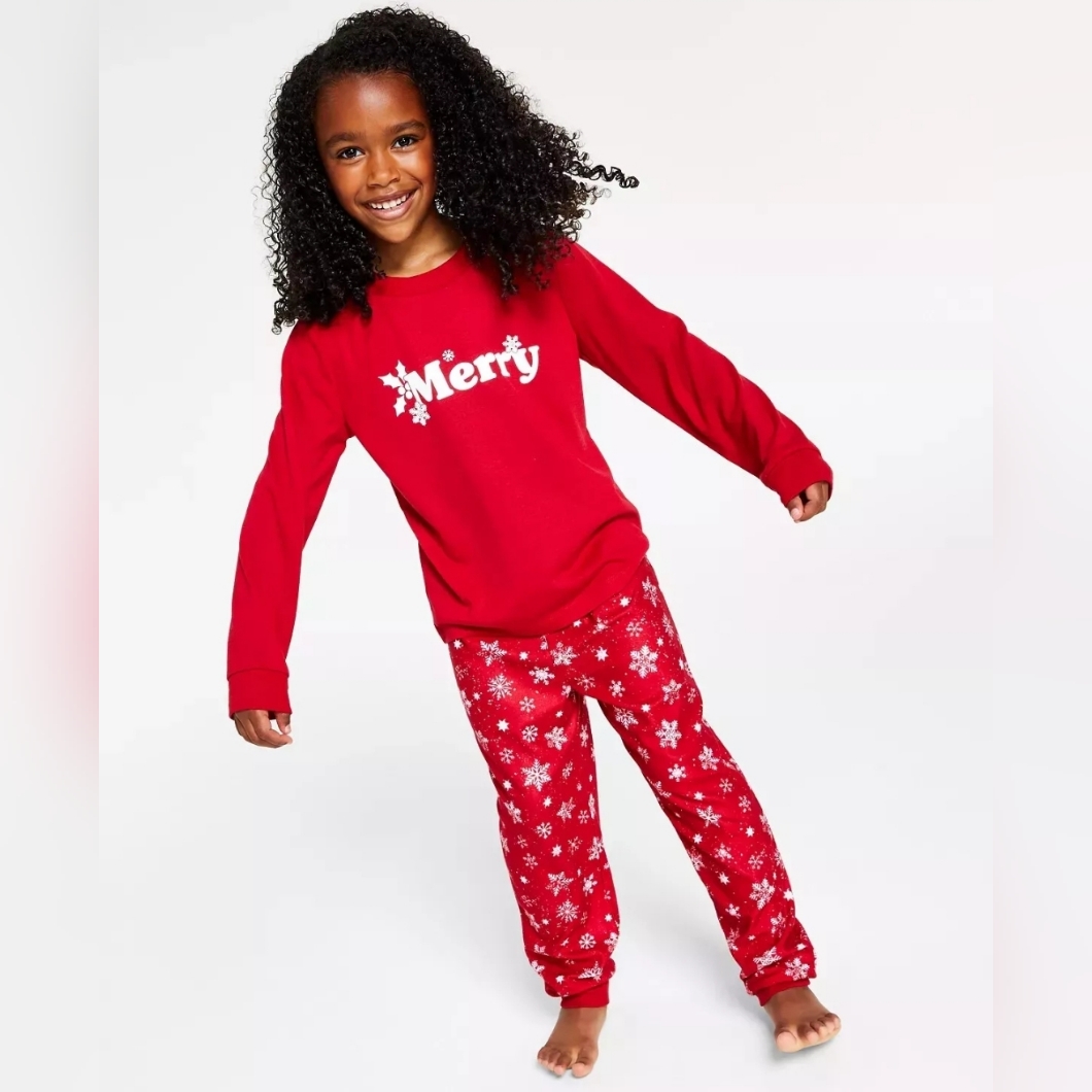 Matching Kid's Merry Snowflake Mix It Family Pajama Set Unisex Christmas